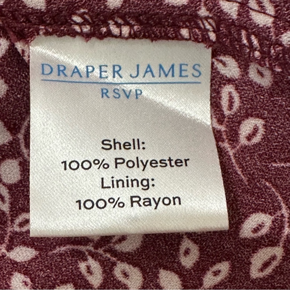 Draper James Surplus Neckline Vine Print Wine Red Dress Bishop Sleeve - Picture 7 of 8